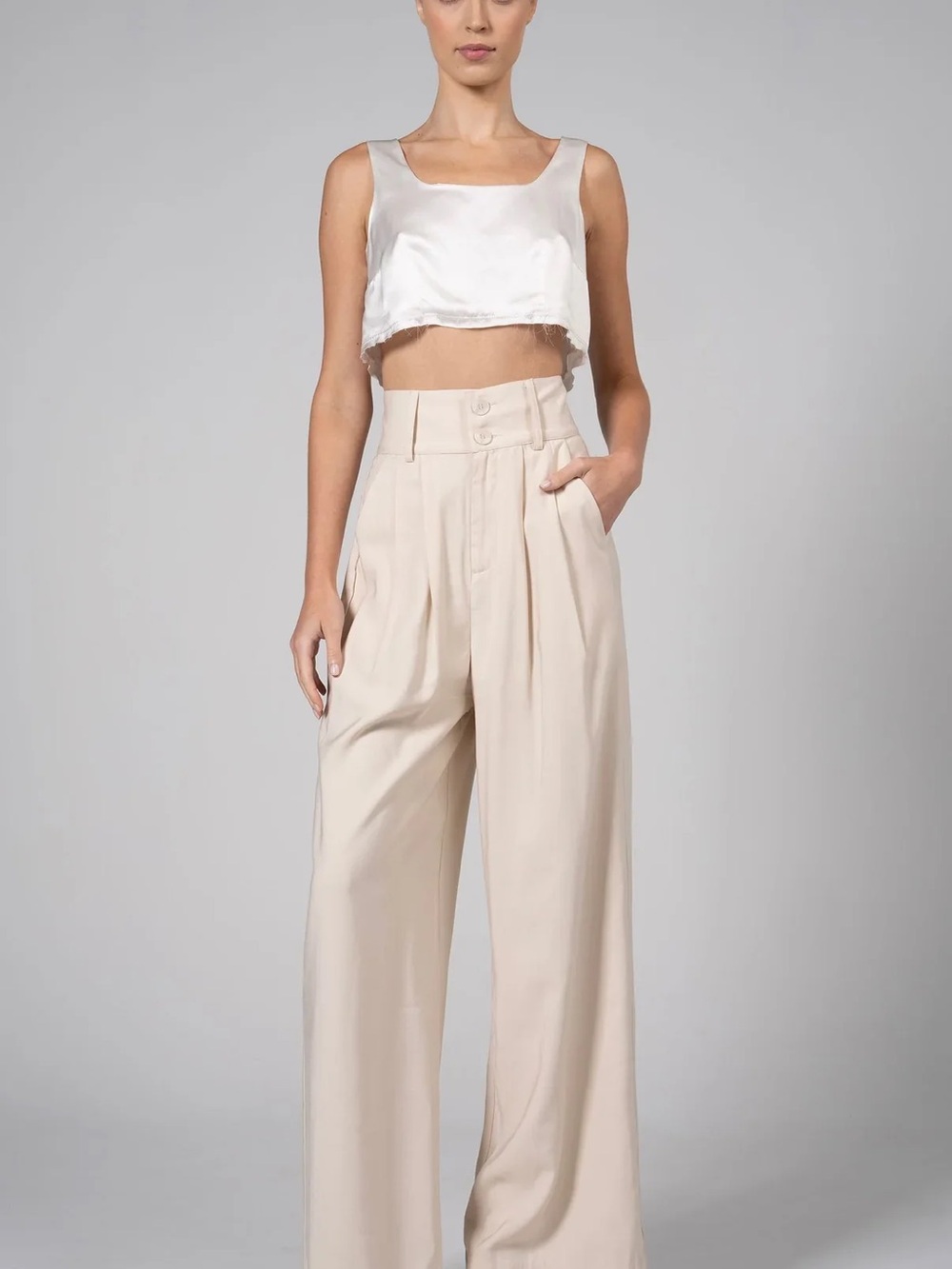 NONchalant Paige Paint in Oak High-Rise Wide-Leg Trousers